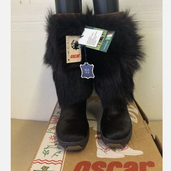 Oscar Norma Brown Goat Fur Apres Ski Winter Boots